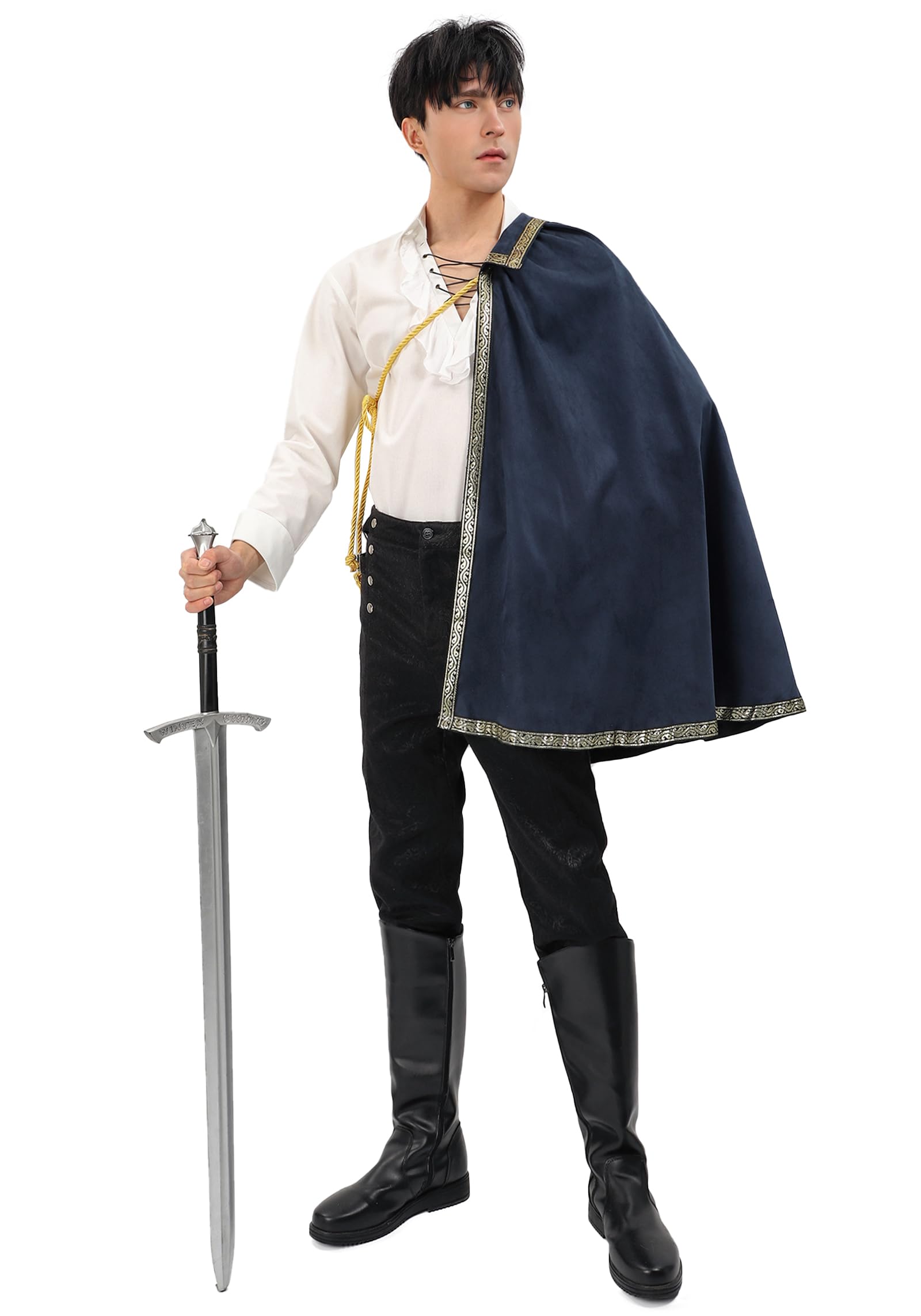 Medieval Tudor Cape Renaissance Cavalier Half Shoulder Shawl Black Shrug Ranger's Cloak LARP Costume