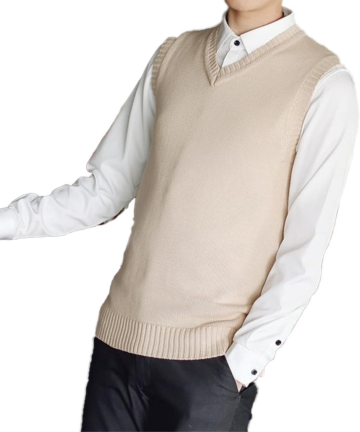 Men's Knitted Wool Vest Solid Color 