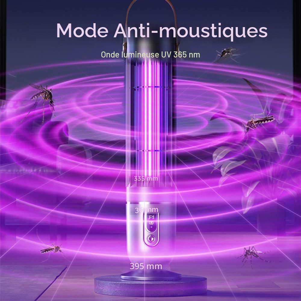FanFuGuo® Lampe Anti Moucherons Anti Moustique Mouche Rechargeable, Lampe UV et veilleuse 2 en 1 avec capteur crépusculaire, Anti Insectes Volants Tue Mouche Electrique Intérieur et extérieur (Black1)
