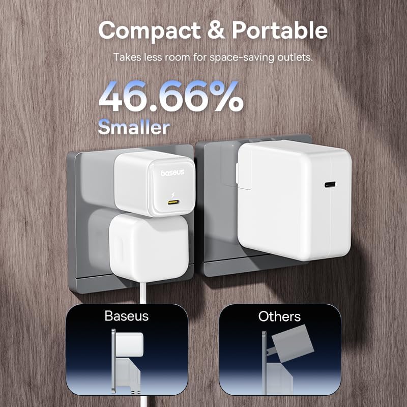 Size comparison of Baseus 45W charger with a larger charger