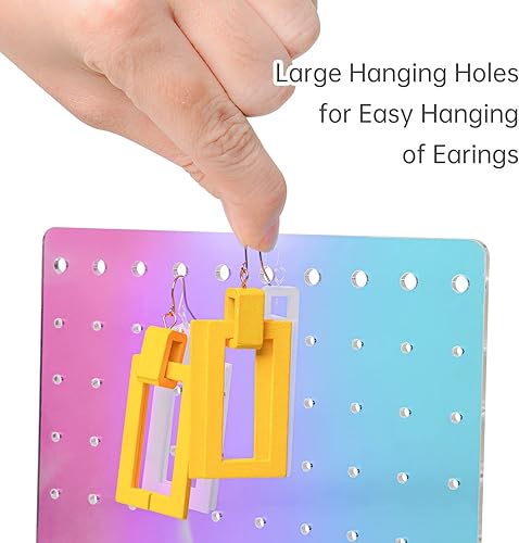 Miniatura 5 de NiHome Soporte acrílico para aretes, 3 piezas, exquisito organizador de aretes acrílicos de doble cara con 90 agujeros cada uno, material ligero y