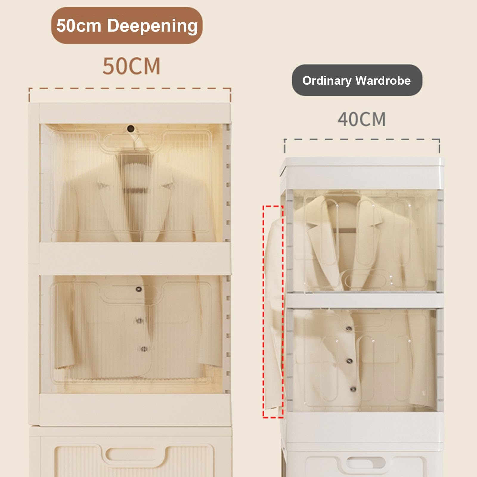 Tragbarer Schrank mit Türen, Stapelbarer Kleiderschrank, Würfel-Aufbewahrungsorganisator, Platzsparender Kombinationsschrank, Modularer Schrank für Kleidung, Schuhe und Spielzeug ( Color : 300L-1 Rod