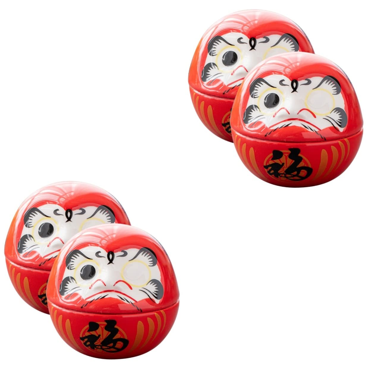 TOPBATHY 4 Piezas de Darma decoración Japonesa estatuilla Japonesa de decoración Oficina decoración Dormitorio Suerte tambaleándose decoración de Gatos cerámica Rojo