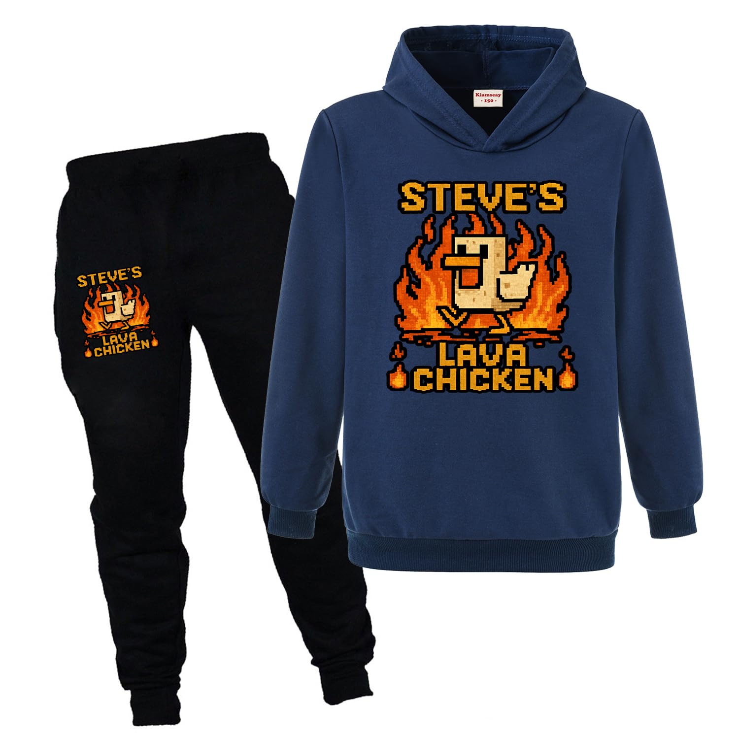 Lava Chicken Unisex Kids Boys Girls Felpa con cappuccio + pantaloni in cotone Set tuta