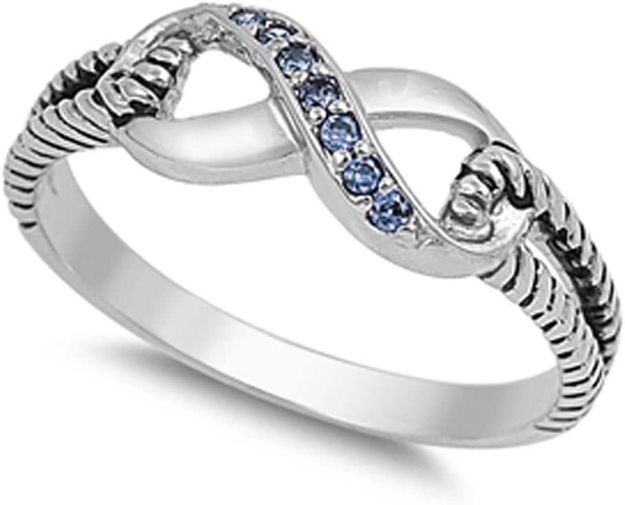 CHOOSE YOUR COLOR Sterling Silver Infinity Ring