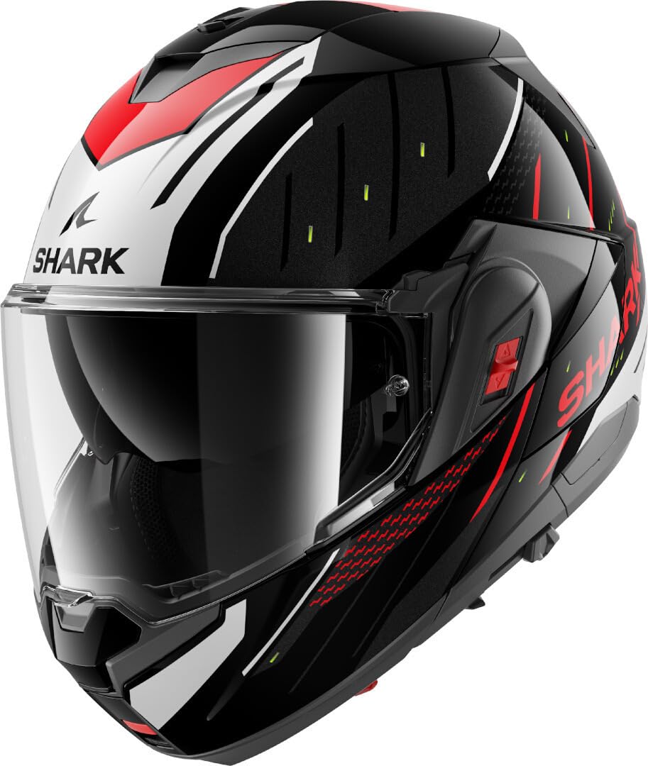 SHARK, Casco Moto Modular OXO RYDGER Black Silver Red KSR, XS