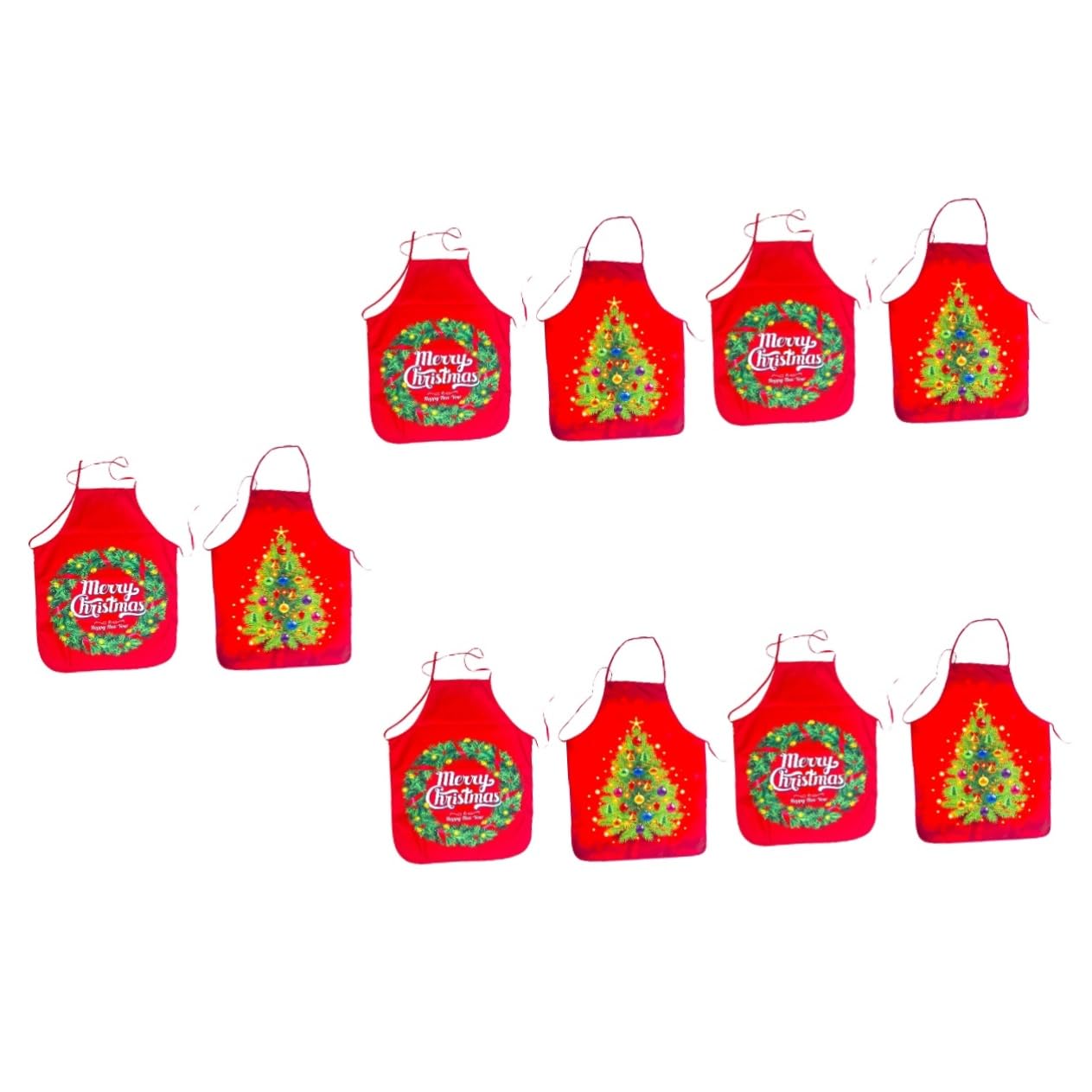 COLLBATH 5 Juegos De Adornos Navideños Para Cocina Delantales Rojos Para Adultos Lavables A Máquina 2 Unidades X 5