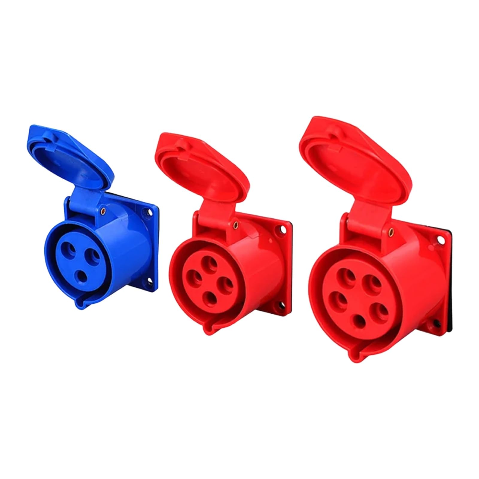 Socket 4P 32A de pared industrial IP44 con compatibilidad de corriente para 220V y 380V