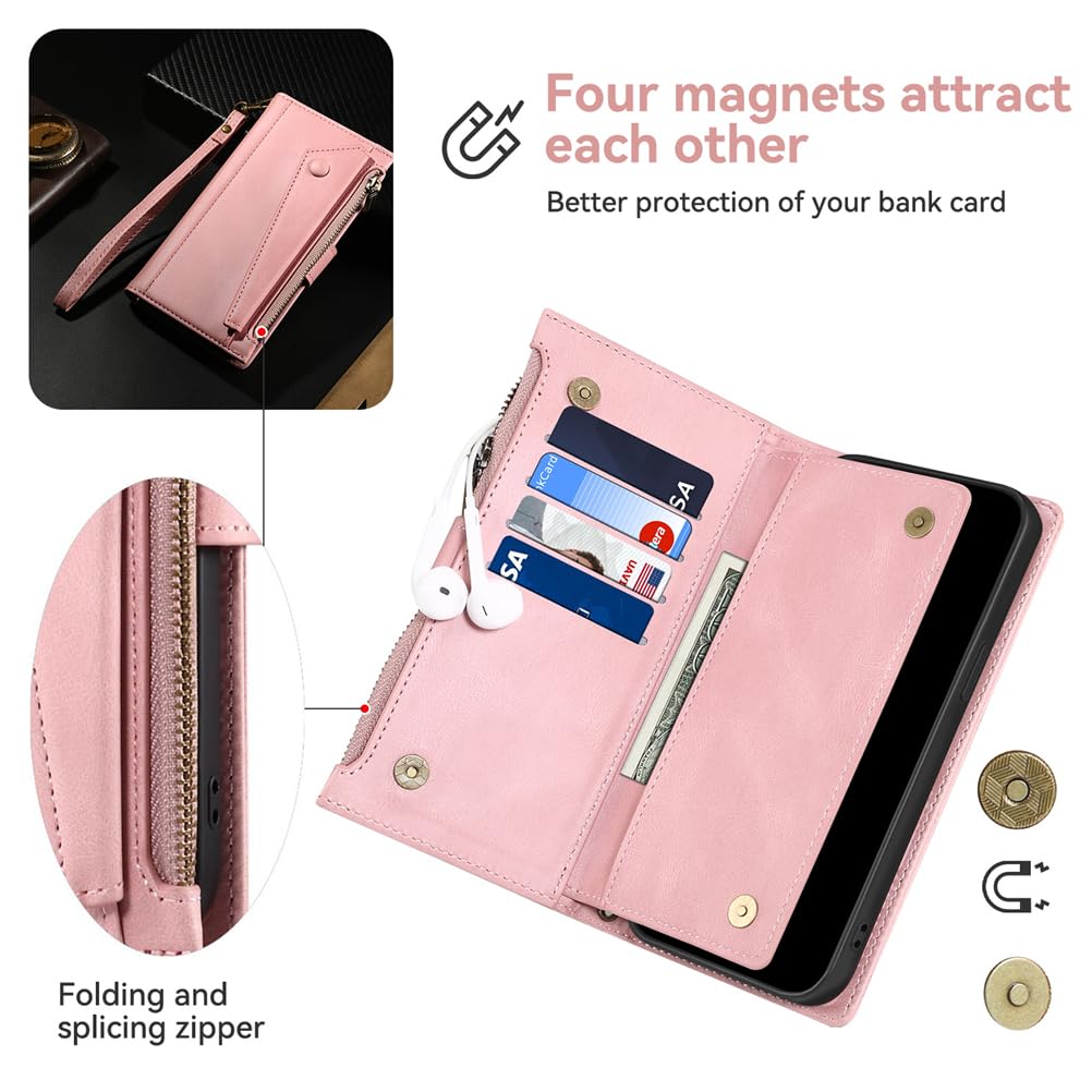 Rosbtib Custodia per Xiaomi 14T 6.67 pollice 2024 Custodia in Pelle Chiusura Magnetica a Zip Cover Portafoglio con 4 Slot per Schede Funzione Stand Retro Xiaomi 14T 6.67 Cover, Nero