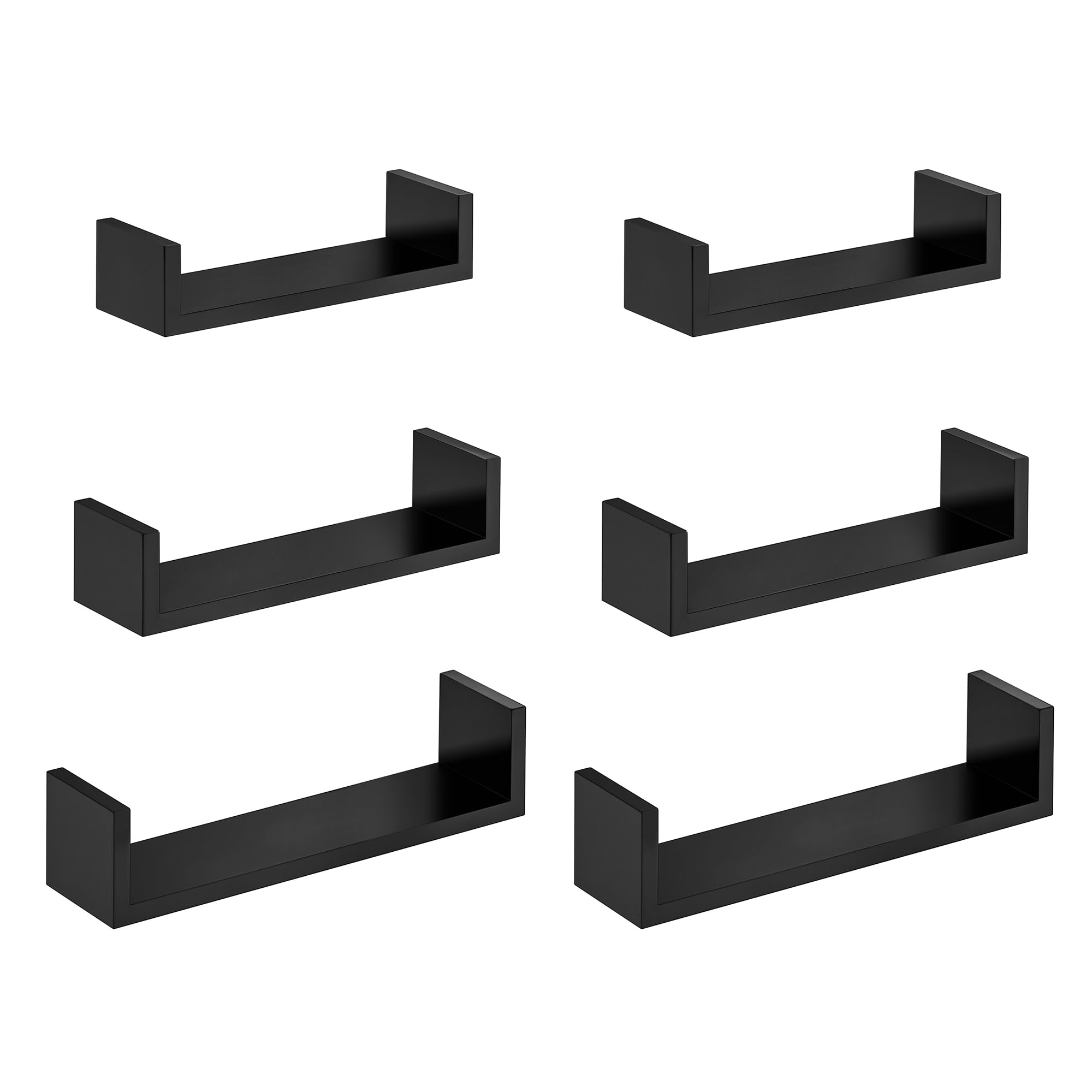 SONGMICS Floating Shelf Set of 6, 30/35/40 cm, Decorative Wall Shelves, Each Holds up to 10 kg, for Living Room, Home Office, Bathroom, Kitchen, Ink Black ZH2504049