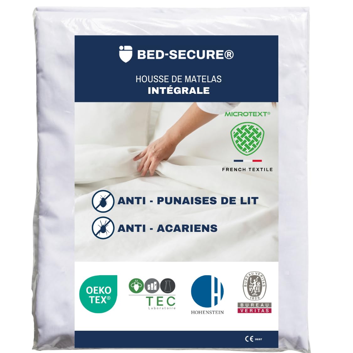 Housse Protege Matelas 140 x 190 x 25, Anti Punaise de Lit et Anti Acarien, Housse Intégrale Microtext® Protection Maximale, Tissage 1016 Fils/cm² Certifiée ISO 21326:2019 et Oeko TEX