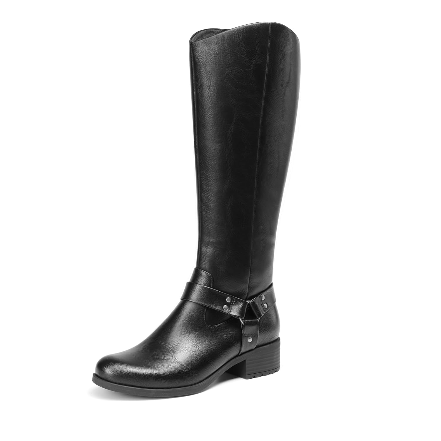 DREAM PAIRS Boots For Women Knee High Comfortable Pull On Side Zipper Buckle Riding Boots