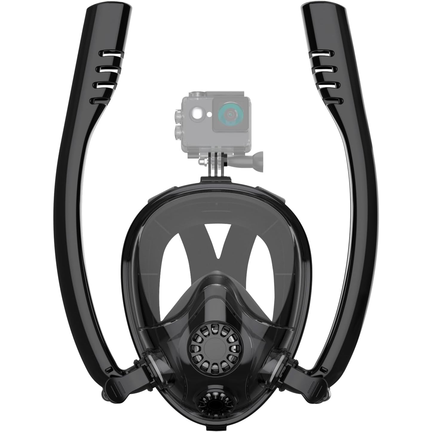 HOUVAN Full Face Diving Mask Compatible with 0.5L/0.7L Scuba Tanks & Supports Snorkeling and Diving Within 10 Meters Underwater with Leak Flat Lens and Anti-Fog Diving Mask and Camera Mount