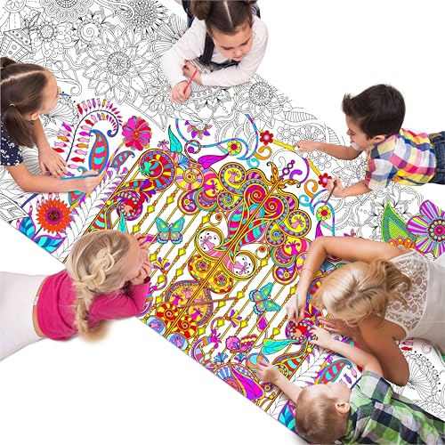 Image of Giant Coloring Poster, Large Plant Coloring Activity Paper 75 inch x 31 inch Jumbo Size Versatile Paper DIY Painting Drawing Banner /Tablecloth for School Group Family Art Craft Activities Decoration