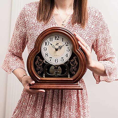 Reloj de mesa, funciona con pilas, reloj de escritorio retro para sala de estar y decoración de estantes, diseño elegante para una estética atemporal