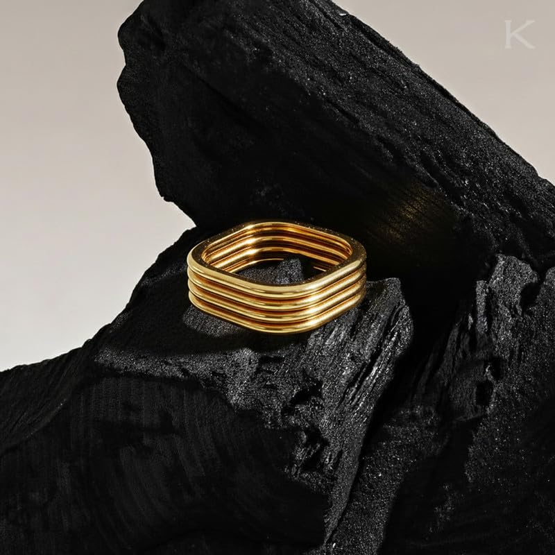 Image of Kisna Diamond & Gold Jewellery 18KT (750) Yellow Gold For Women|Real Gold Band|Gold Band Women|Stylish & Simple Daily Wear Gold Band|Gift for Her, Birthday, Anniversary|Axora Gold Band S17