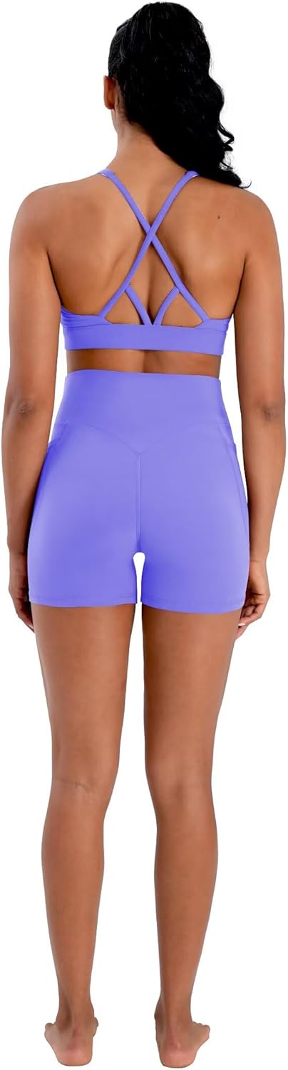 Sunzel Hidden Butt Lifting Scrunch Biker Shorts Women with Pockets Crossover High Waist Yoga Gym Workout Tummy Control Shorts - Image 6