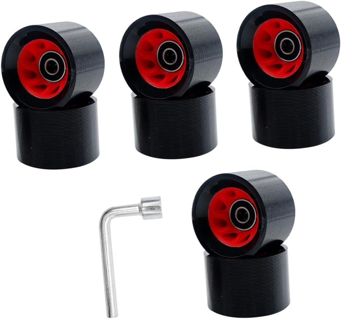Double Row Roller Skate Wheels 95a Hardness Inline Skates Replacement Set with 8 Wheels and Wrench for Outdoor Asphalt and Recreational Skating
