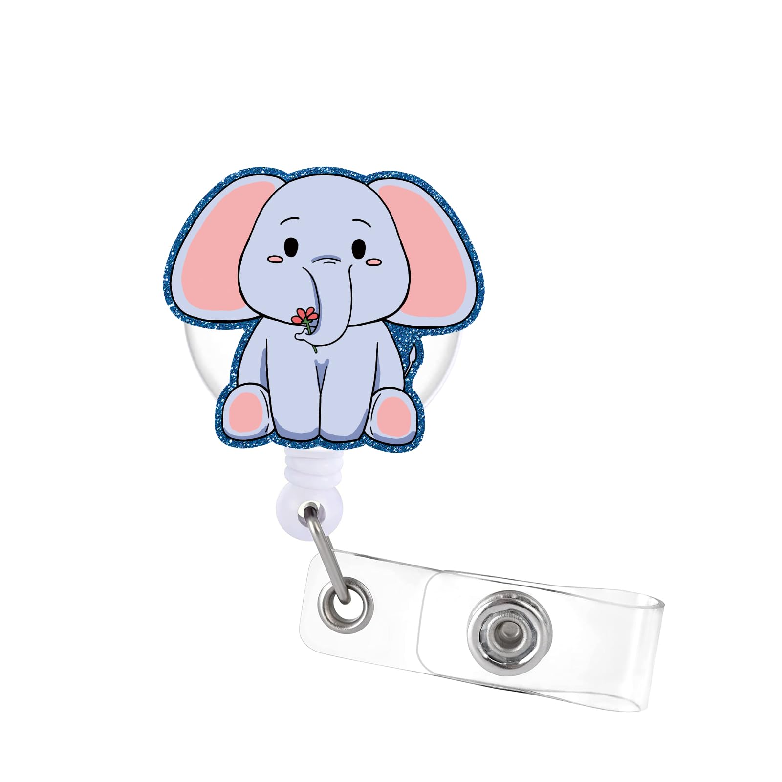 Elephant Badge Reel Retractable with Alligator Clip Cute Animal Acrylic Name Badge Accessories Suitable for Hospital Nurses School Teachers Students
