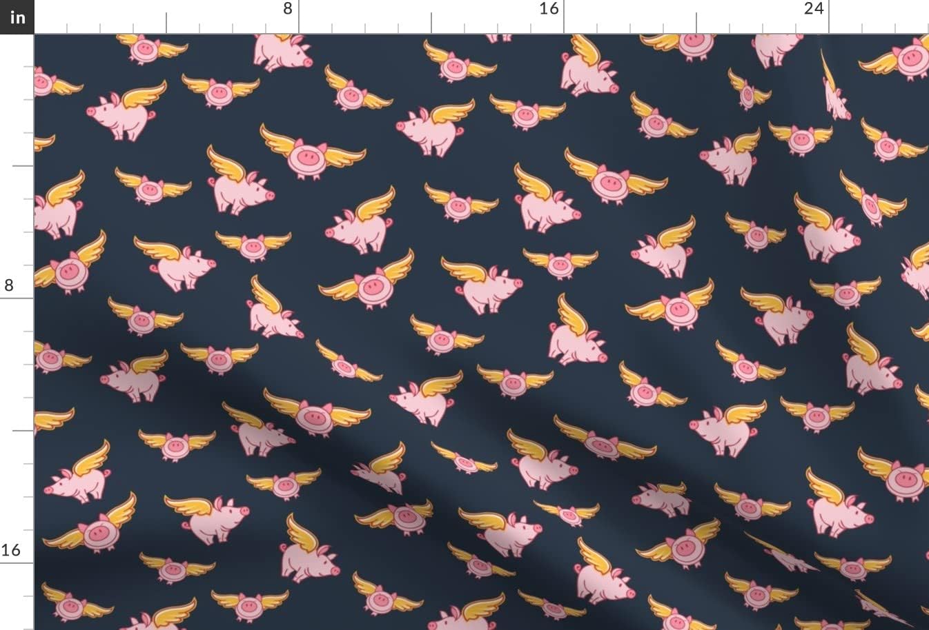 Spoonflower Fabric - Flying Pig Gray Pigs Fly Farm Animal Fantasy Ditsy Black Pink Animals Printed on Upholstery Velvet Fabric Fat Quarter - Upholstery Home Decor Bottomweight Apparel