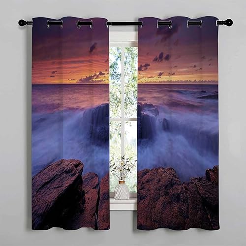 Miniatura 3 de Cortinas para Habitacion Blackout Coast Beach Seascape Temporary Doors for Hallways Blackout Material 63Inch Width by 63Inch Length,2 Panels