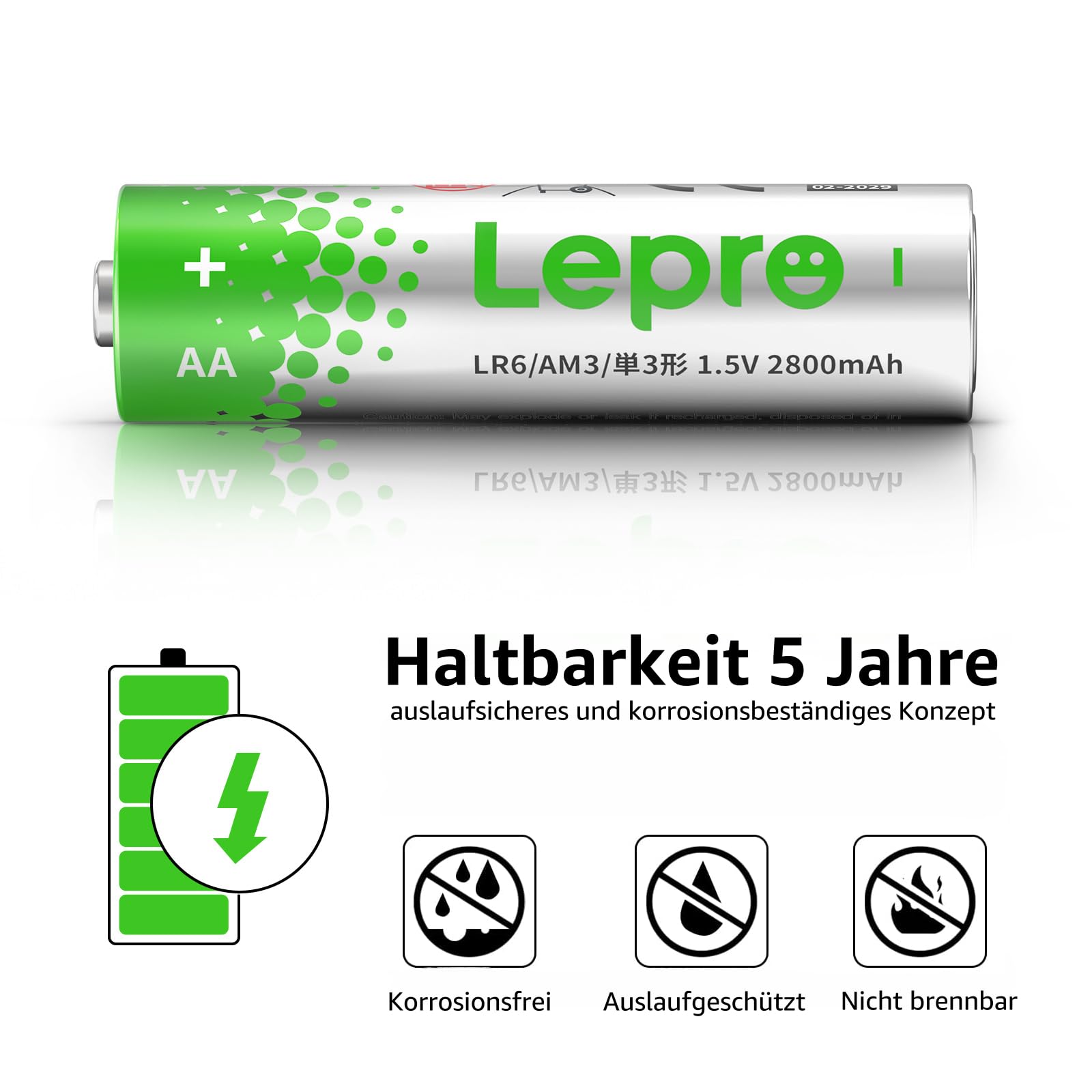 Lepro AA Batterien, 100 Stück, Alkaline Batterie AA mit 1.5V