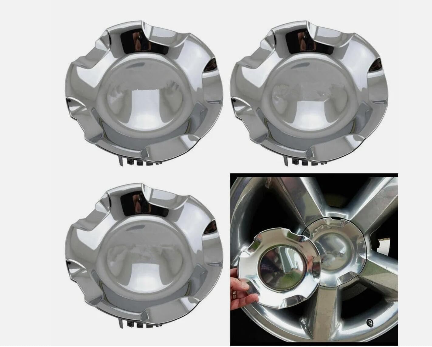 4PCS Polished Aluminum Cover Wheel Hub Center Caps Hubcap Cover Compatible with Chevrolet Silverado, Avalanche, Suburban, Tahoe 2007-2014 Replace#: 9595152(4PCS Silver)