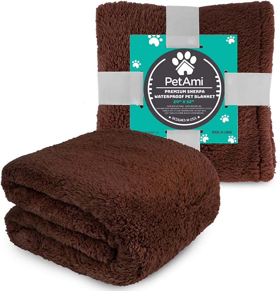 PetAmi Fluffy Waterproof Dog Blanket for Small Medium Dogs, Soft Warm Pet Sherpa Throw Pee Proof Couch Cover, Reversible Cat Puppy Bed Blanket Sofa Protector, Plush Washable Pad (Brown, 24x32) - Image 7