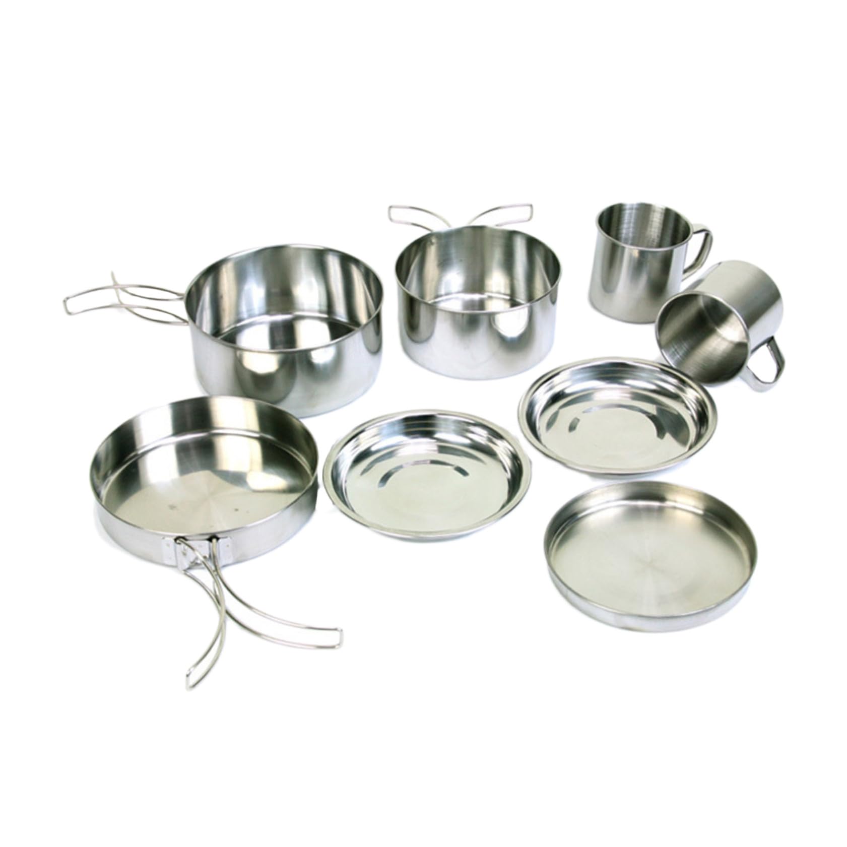Hemobllo 8pcs Ensemble de Casseroles de Pique en Acier Inoxydable Bol Assiette Tasse pour Randonnée Camping Chasse | Poignée Pliable, Poignée Isolante Thermique, Format Compact pour Randonnée et Barbecue