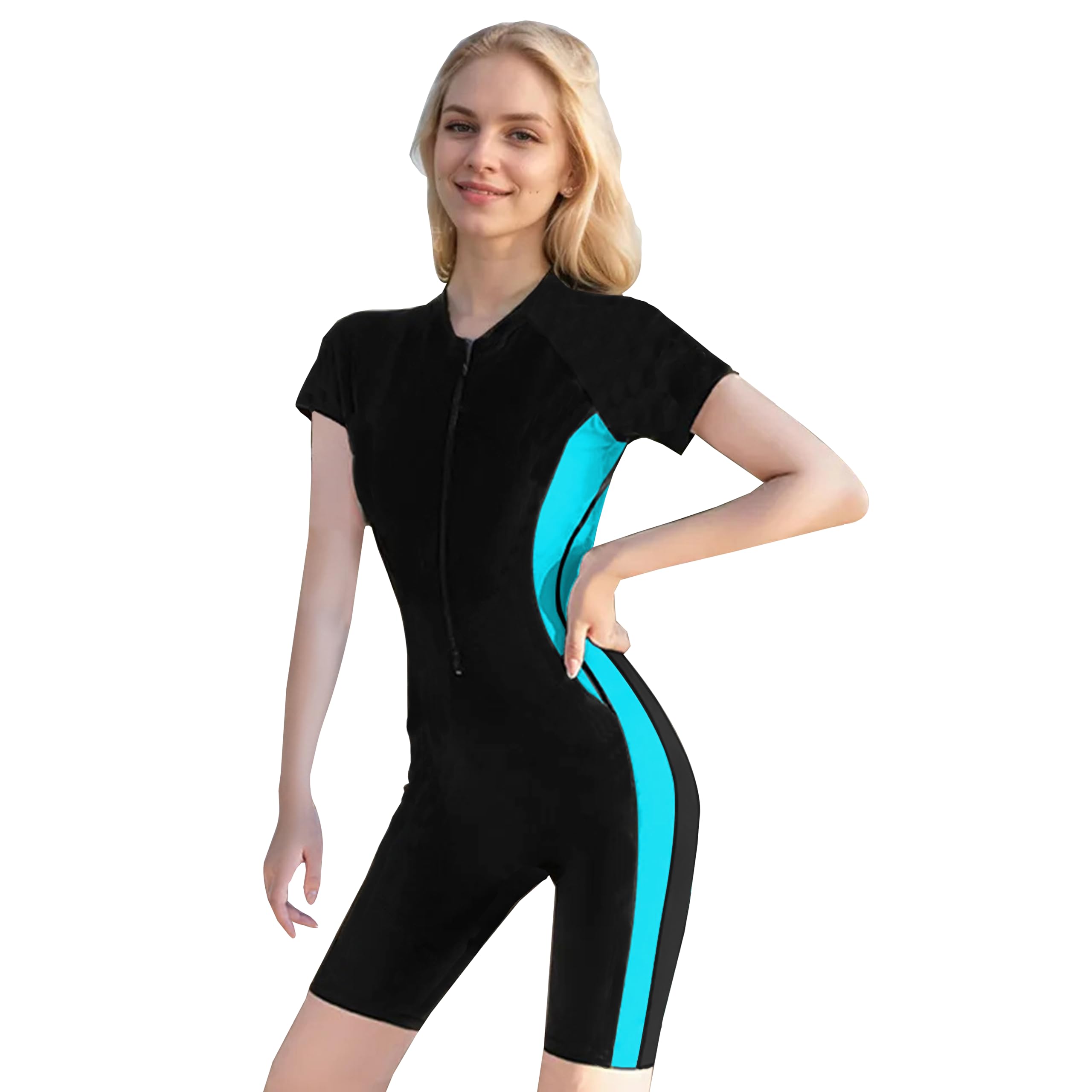 Ropa de Surf con Cremallera para Mujer Traje de Baño de Manga Larga Protectores contra Erupciones Recreativas de Una Pieza Traje de Baño — view 57