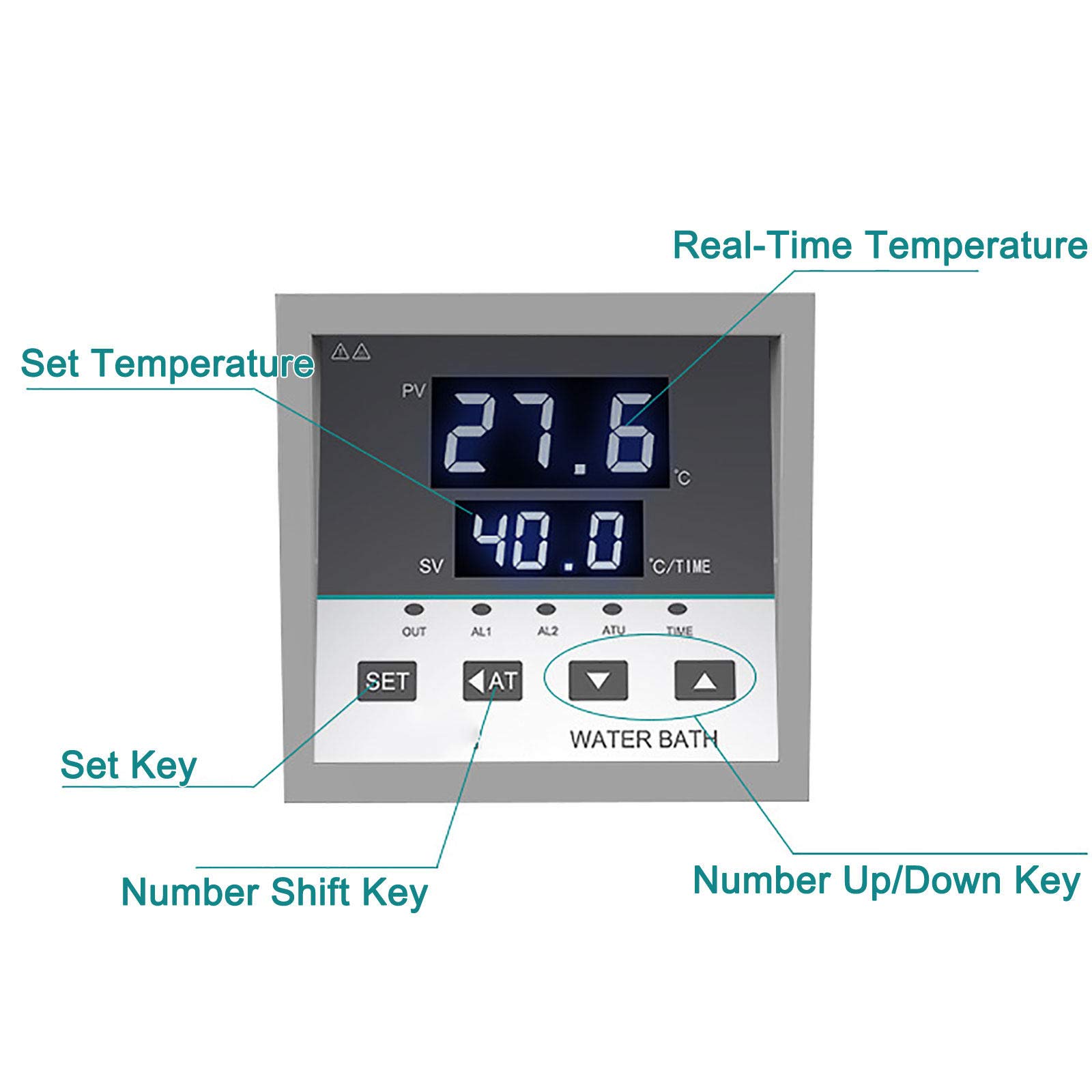 BañOs MaríA De Laboratorio, BañO MaríA TermostáTico Digital, con FuncióN De TemporizacióN RT A 99 ℃, Pantalla De Temperatura, Incrementos De 0.1 ° C, Acero Inoxidable,4Holes