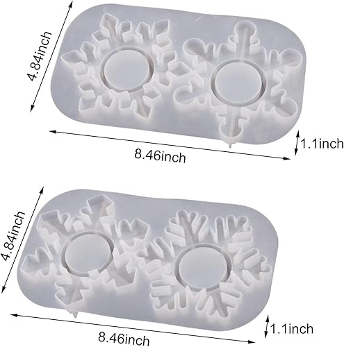 Miniatura 2 de 2 juegos de moldes de resina para candelabros de copo de nieve, portavelas de silicona para resina, moldes de fundición epoxi para bricolaje de