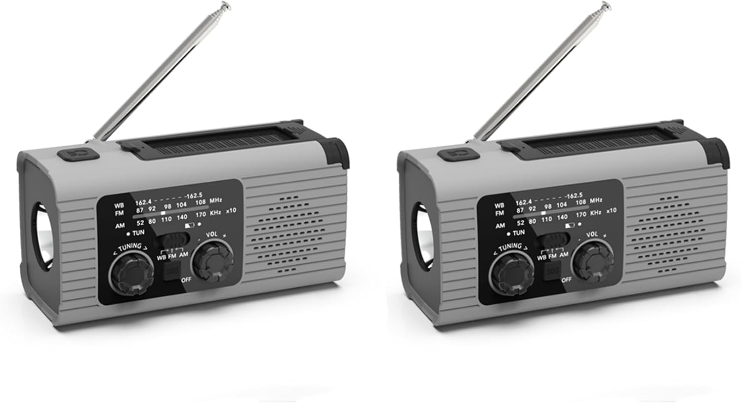 防災ラジオ 4WAY充電 乾電池 手回し充電 ソーラー充電 iPhone充電 スマホ充電 2000mAh大容量リチウム電池 |  アウトドア用品,キャンプ用品 | サクル本店 | サクル株式会社 2X 緊急気象ラジオ、4000MAh気象警報ラジオソーラー充電、手回し＆USB充電、AM/FMラジオ - グレー