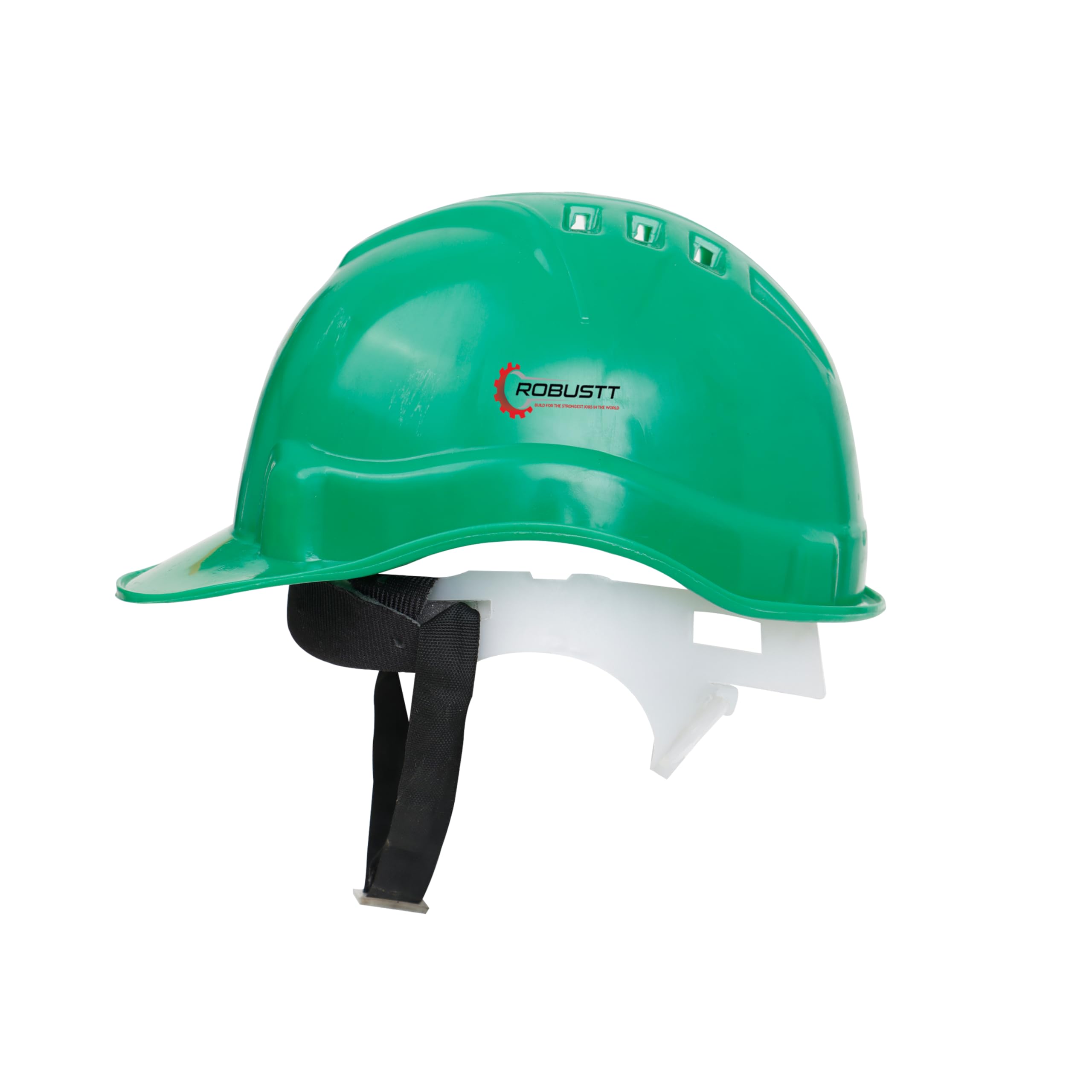 Robustt Safety Helmet - Green (Pack of 1) | Adjustable Headband | Heavy Duty Material | As Per ISI Safety Standard | Non Irritant and Soft Fabric | Lightweight and Durable