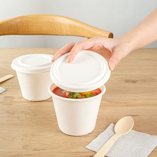 Miniatura 5 de Restaurantware Solo tapas pulpa segura sin PFAS añadido 4.3 pulgadas para llevar, tapas de taza 100 tapas desechables para tazas. Las tazas se