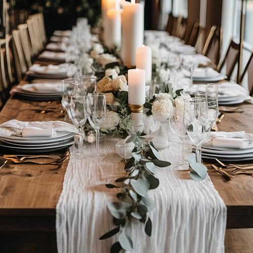 Miniatura 2 de Camino de mesa de gasa blanca – Camino de gasa 100% algodón ecológico, 10 pies para decoración de bodas y comedor