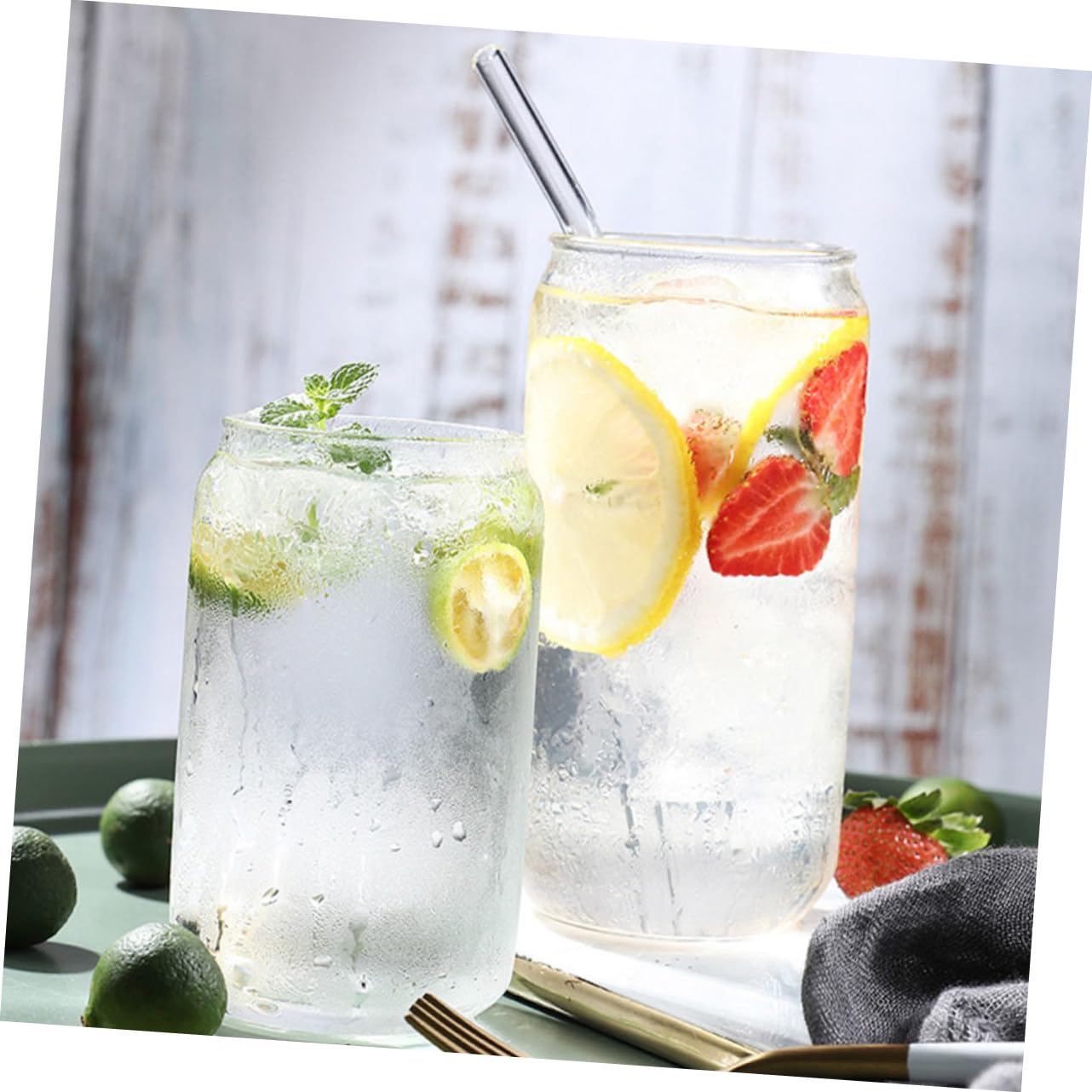 Set Da 4 Bicchieri in Vetro Resistenti Al Calore Coperchio e Cannuccia, Bicchieri Per Tè, Bevanda Calda, Latte, Cocktail, Per Casa e Feste