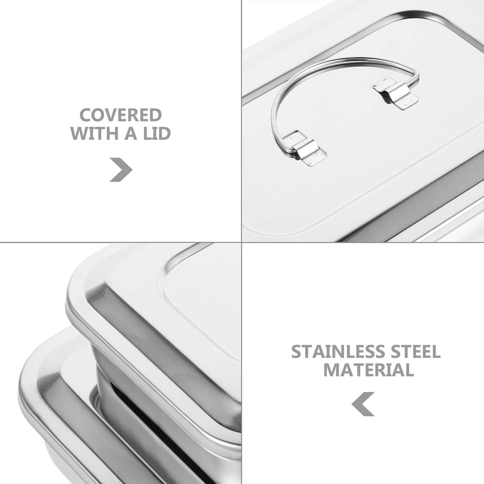 Tragbare Sterilisationsbox aus Edelstahl 2 Stück mit Deckel Rechteckige Medizinische Instrumentenschale Autoklavierbar für Klinik und Labor Rostfrei 24x16cm 30x20cm