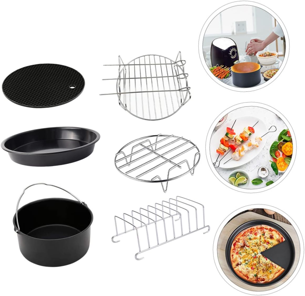 OUNONA 6pcs Baking Set Nonstick Baking Pan Frying Pan Kit Air Fryer Accessories for Kitchen