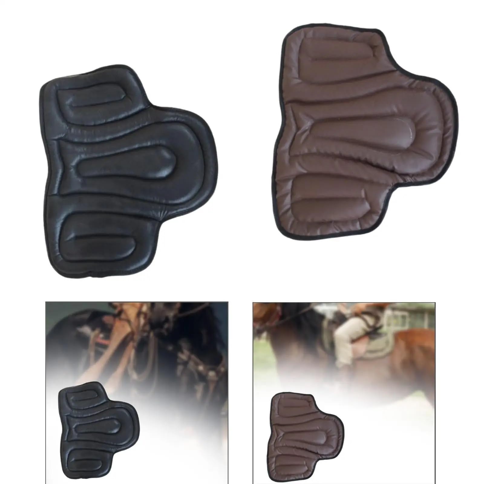 Podkładka pod siodło do jazdy konnej, Czaprak dla konia Wielokolorowa, pikowana skóra PU do ujeżdżenia(Black)