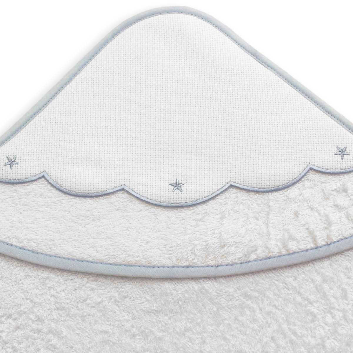 hobbymio.it Accappatoio triangolo neonato da ricamare a punto croce, accappatoio triangolo con tela aida, accappatoio in spugna, stelline, azzurro