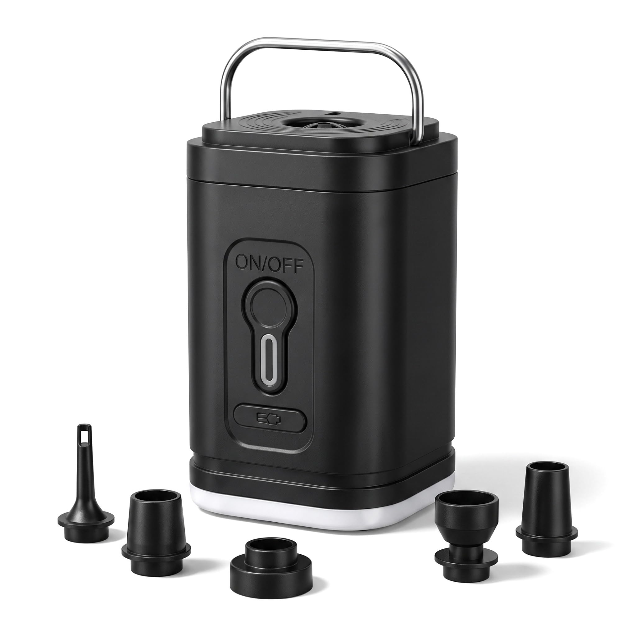 Cordless Air Pump Electric Inflator & Deflator W/LED Light 5 Nozzles