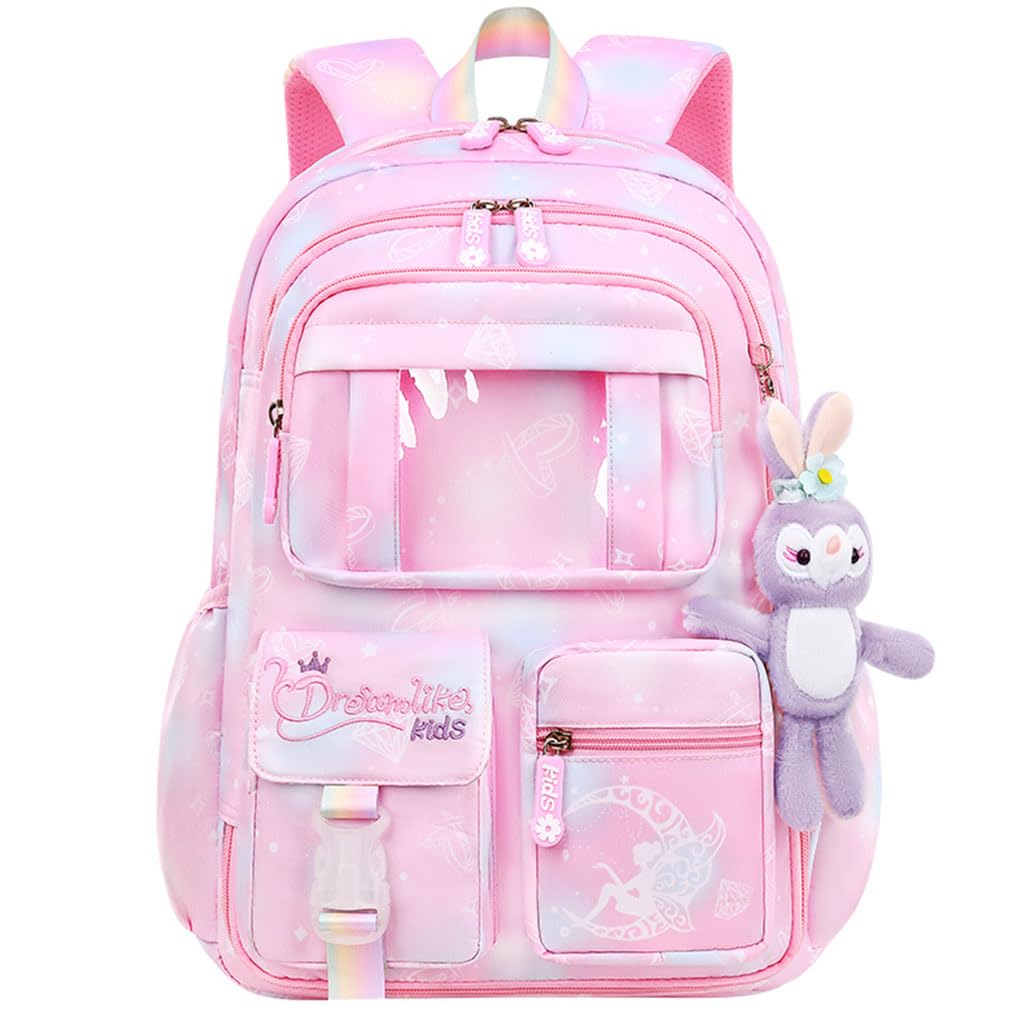 Fouyada Mochila para Niñas, Mochilas Escolar Primaria Niñas Bolsa de Escuela Adolescentes Mochila Impermeable Cartera Ligera Mochila de Viaje 5-12 Años