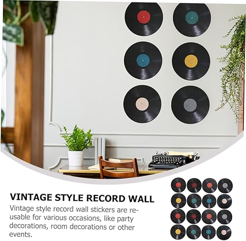 Miniatura 8 de 16 calcomanías de pared de disco de vinilo retro para dormitorio, decoración de sala de estar, calcomanías de pared para discoteca retro fiestas