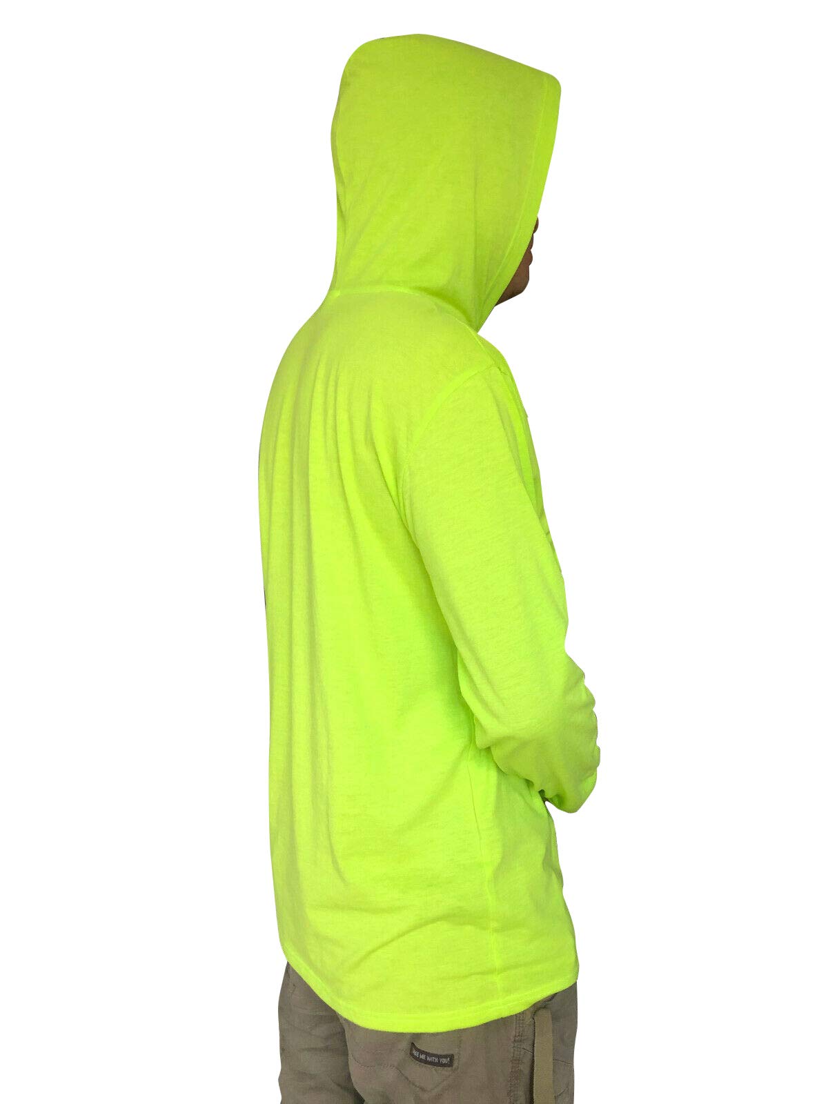 NY GOLDEN FASHION Hi Vis High Visibility Cotton Blend T Shirt Long Sleeve Safety Construction Work Shirts with Hood