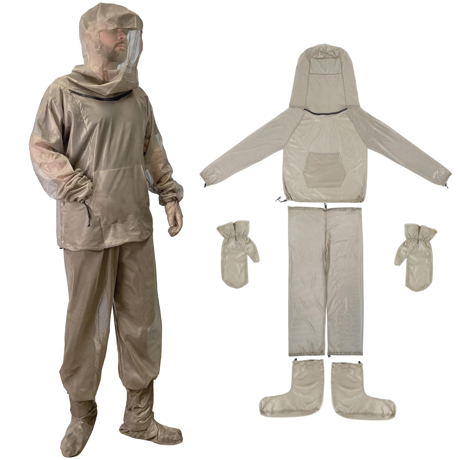 RoamRider Mosquito Suit - Full Body Bug Jacket, Pants, Gloves & Socks - Outdoor Bug Protection for Gardening, Fishing, Hiking