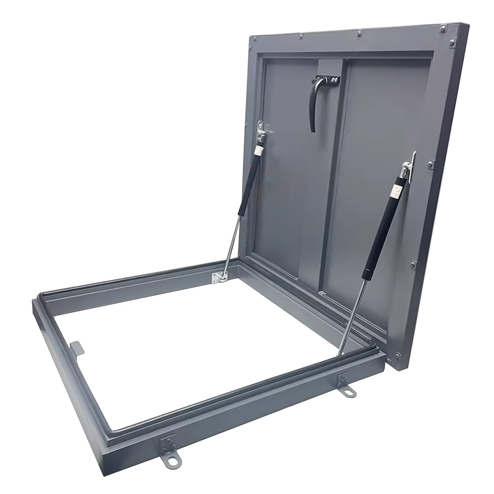 Aluminiowy właz dostępowy 75 x 75 cm (29,5 x 29,5") z prętami wsporczymi i uchwytem, ciężkie drzwi sufitowe Du do piwnicy i punktów dostępu