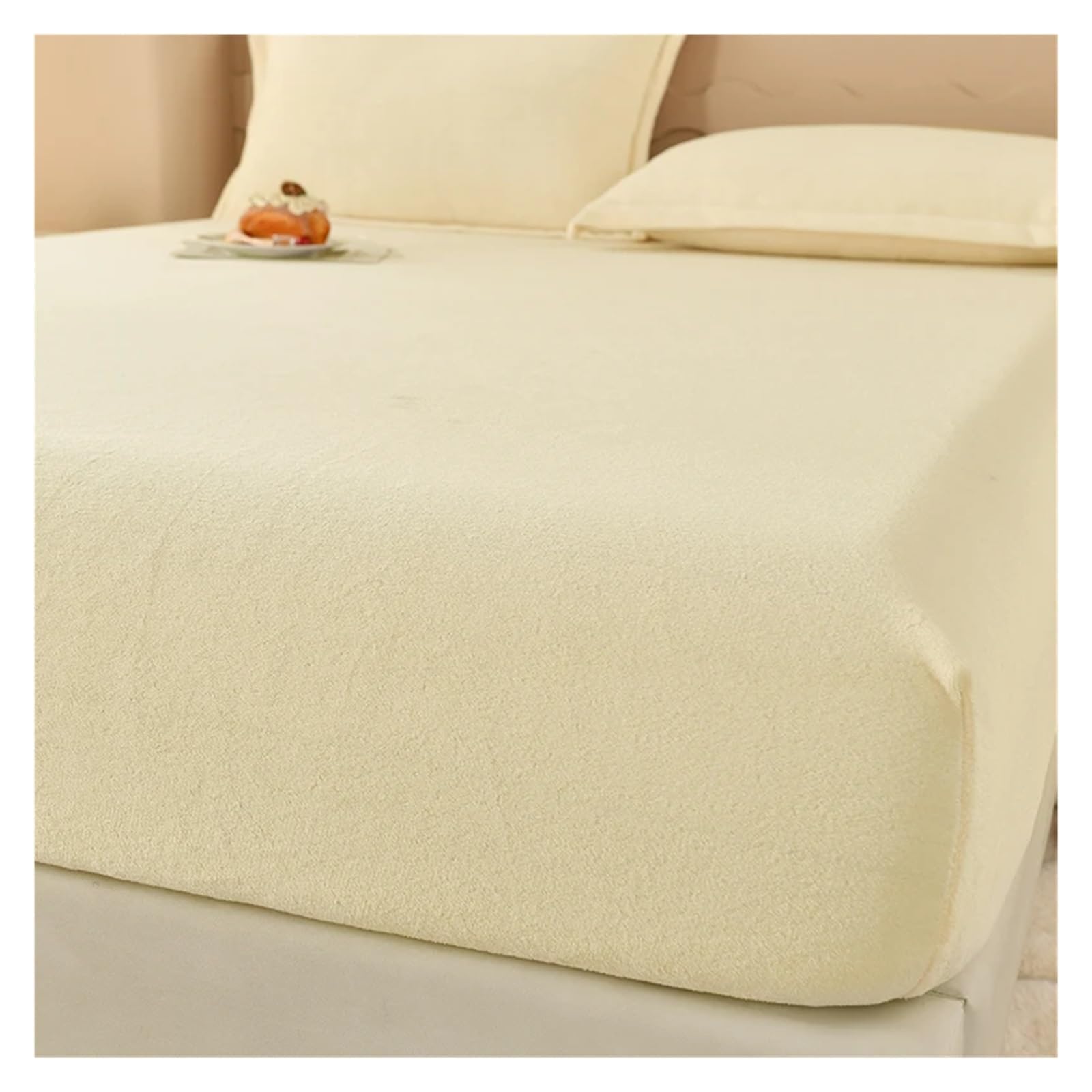 Fitted Sheet Super Warm Bed Sheet for Winter Cartoon Style Fitted Bed Sheet Queen/King Size fundas de colchón Reactive Printed All-inclusive(Beige,99x190x30cm 1pc)