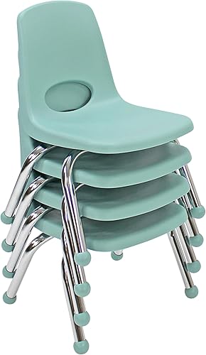 Miniatura 3 de Factory Direct Partners 10377-SF Silla escolar apilable de 10 pulgadas, asiento apilable para estudiantes con patas de acero cromado y deslizadores