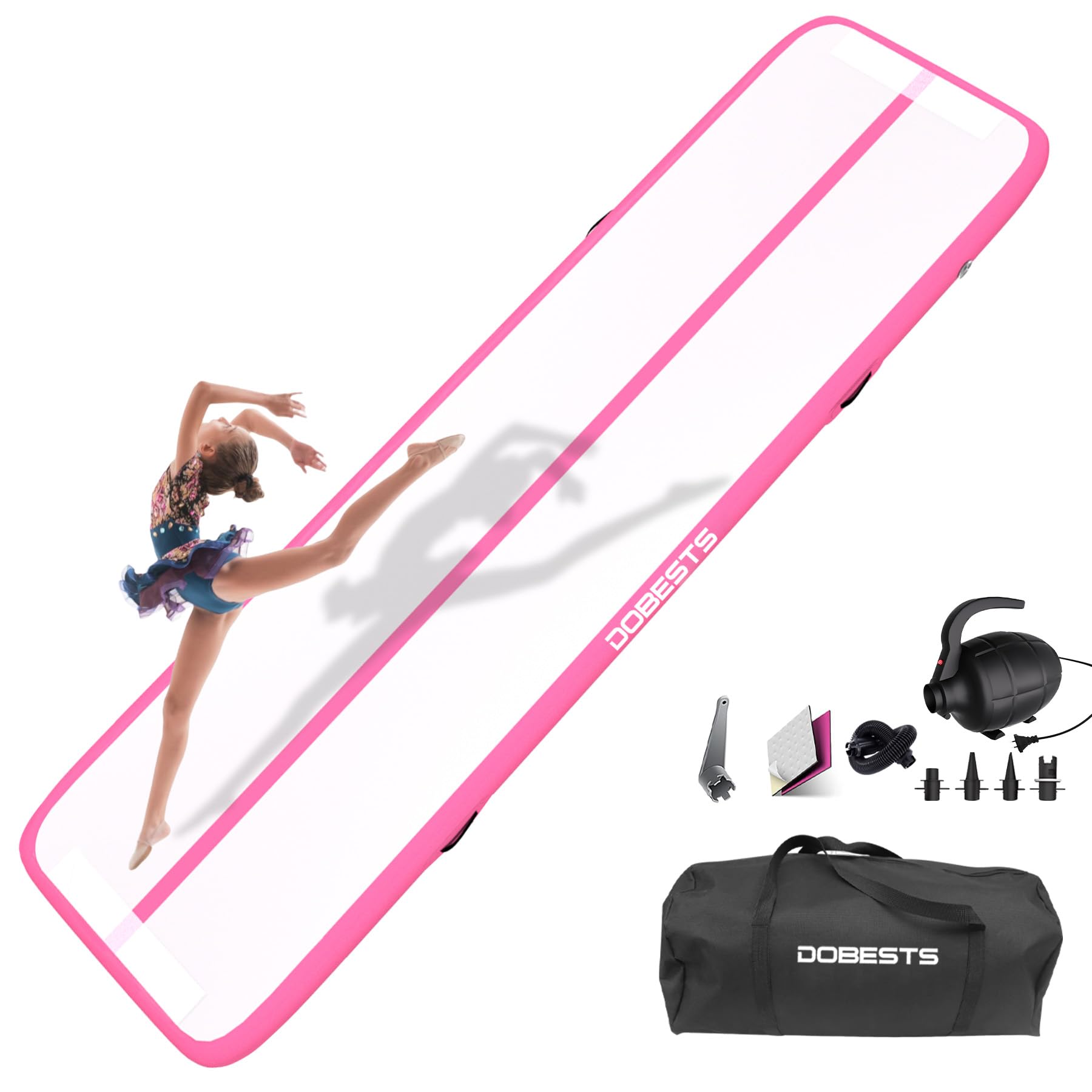 Air Tracking Mat - Tappetino da ginnastica, altezza 10-20 cm, gonfiabile, misura 2/3/4/5/6/7/8 m, con pompa ad aria elettrica